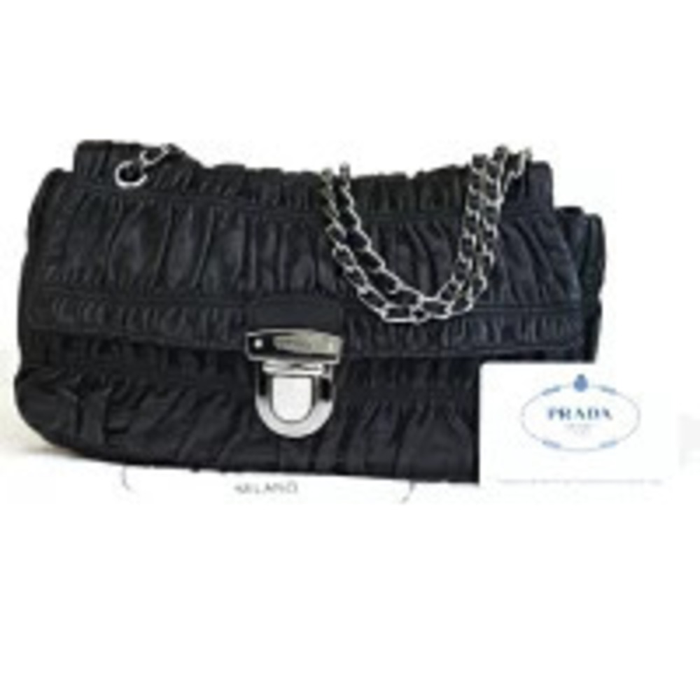 Prada chain shoulder bag black leather